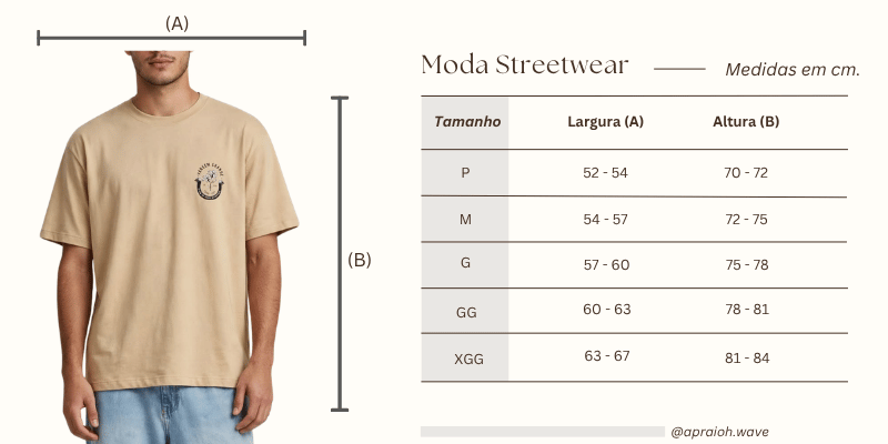 guia de medidas streetwear